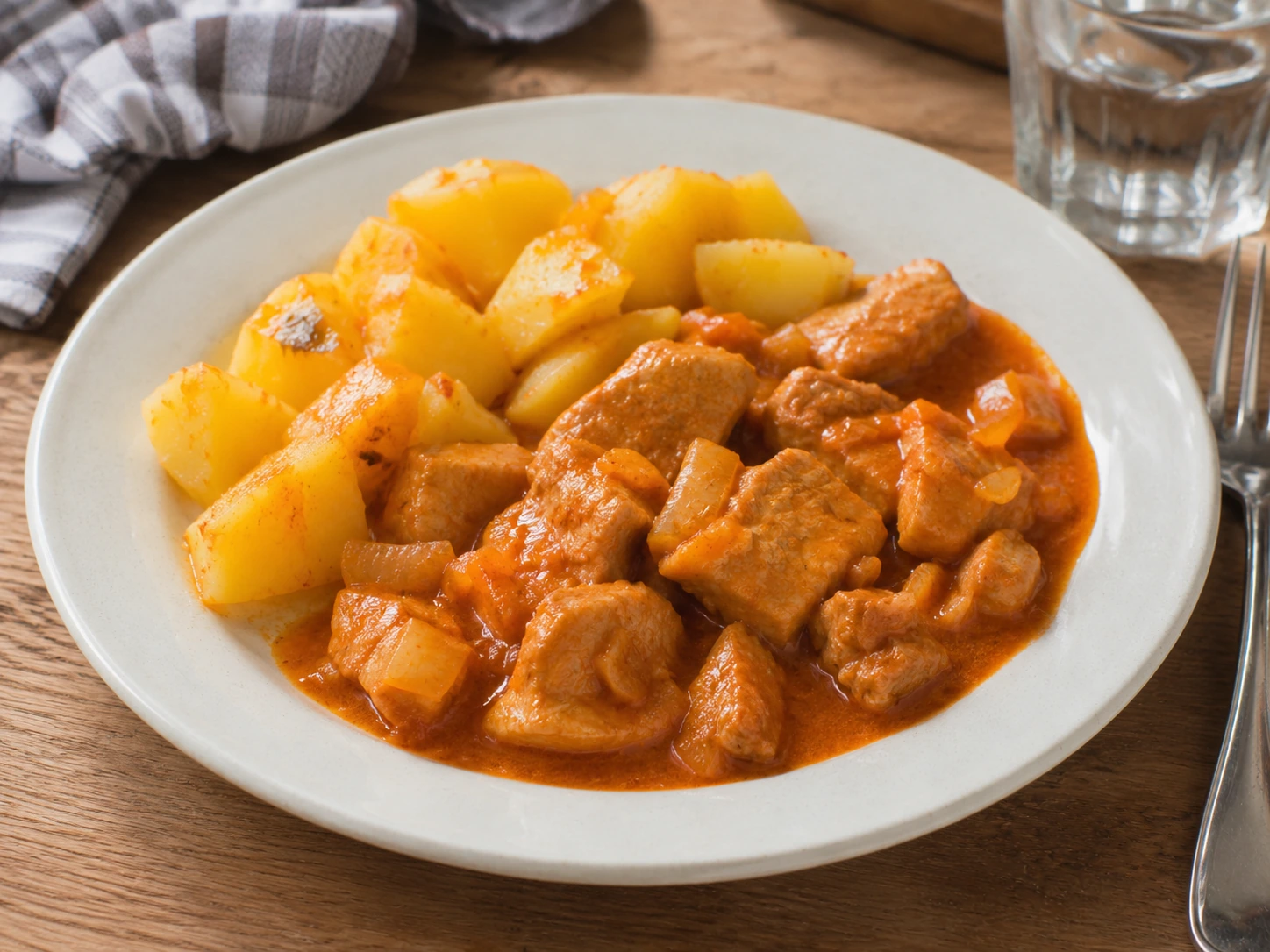 Pulykamell paprikásan krumplival tálalva